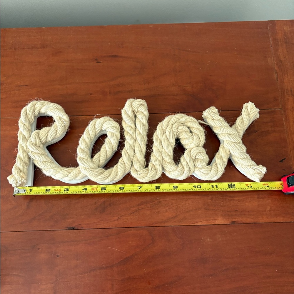 Relax Rope Word Sign Coastal Nautical Decor - Picture 3 of 6